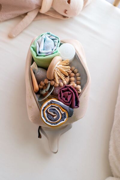 HAMUR Kirli Temiz Islak Organizer Çantası Solid Bej Bebek Çocuk Kıyafet Çamaşır Anne Makyaj Alezli Çanta