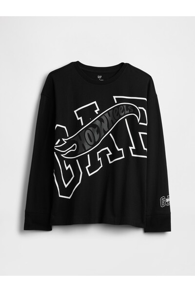 GAP Erkek Çocuk Siyah Logo Grafik T-Shirt