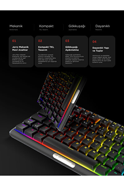 Rampage Claw Red Switch Rainbow TKL Mekanik Gaming Oyuncu Klavye ( Anti Ghosting )