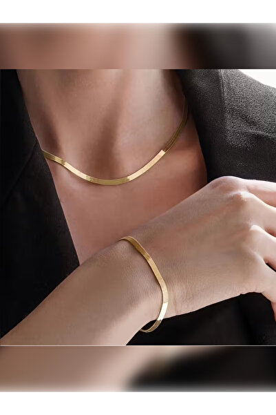 PURE BERRY قلادة إيطالية ذهبية اللون للجنسين مصنوعة من الفولاذ 100% مع سوار هدية