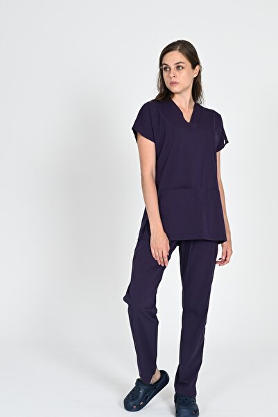 BAŞAK Unisex Murdum Bumbac Lycra Manșon Liliac Asistentă și Doctor Jersey - Uniforma de spital