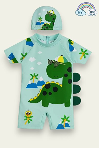 My Kids Wear Tatlı Dino Temalı Boneli Erkek Çocuk Mayo Takımı