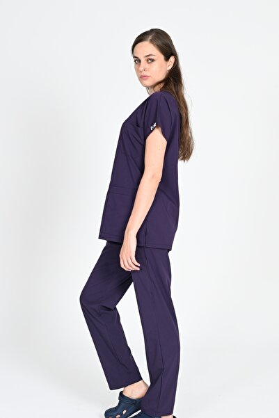 BAŞAK Unisex Murdum Bumbac Lycra Manșon Liliac Asistentă și Doctor Jersey - Uniforma de spital