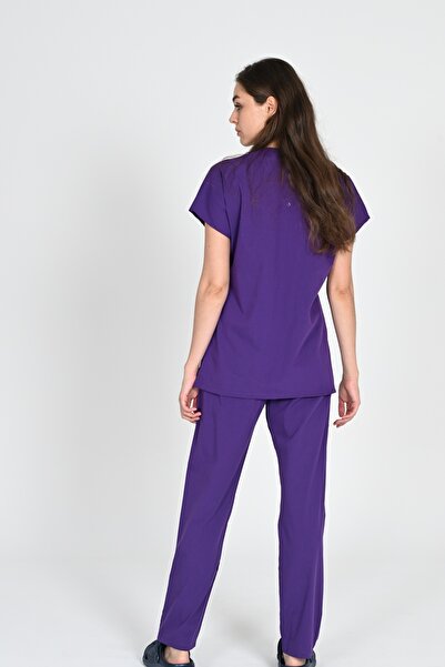 BAŞAK Scrubs din bumbac lycra violet - Set de tricou Yarasakol Doctor Nurse