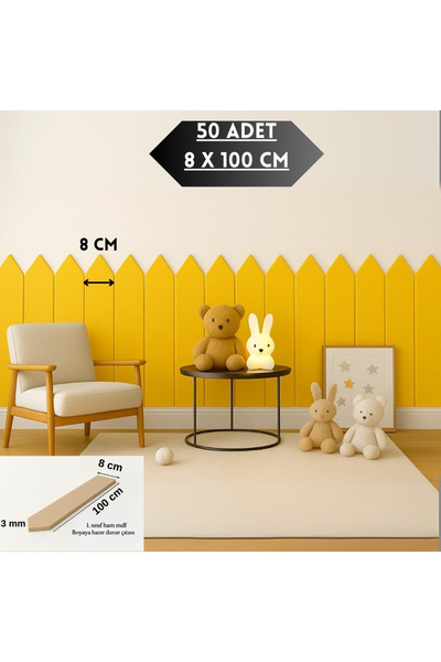 İbefer İskandinav Duvar Çıtası – 8x100 Cm, Boyanabilir Dekoratif Ahşap Çita, ...