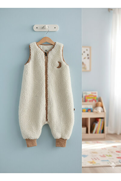 Kuarks Winter Sleeveless Children's Sleeping Bag Plush Jumpsuit 100% Cotton Lined Baby Sleeping Bag Unisex