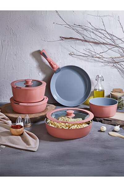 FALEZ Auris X Large 9 Piece Peach Pot Set