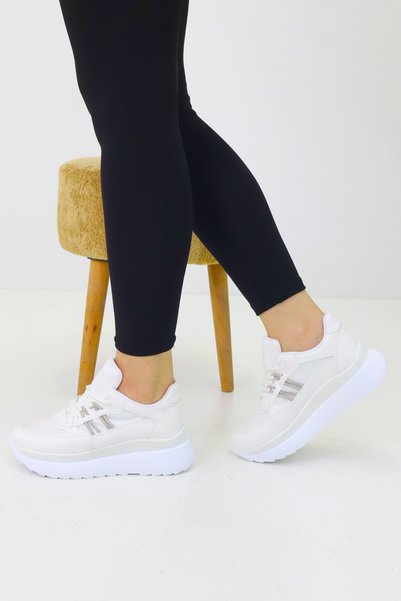EMAX AYAKKABI HER ADIMDA MUTLULUK Fiore White Women's Sports Shoes