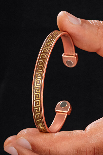 Otto Man Steel Jewelry Erkek Kadın Bakır Bileklik Altın Kaplama Hakiki Deri G...