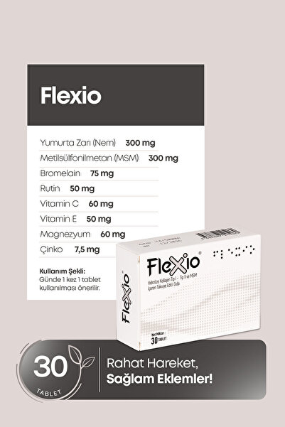 FLEXİO Flexio Hidrolized Type 1 وType 2 كولاجين، Msm، 30 قرصًا يحتوي على الغليون البروتيني والمفاصل