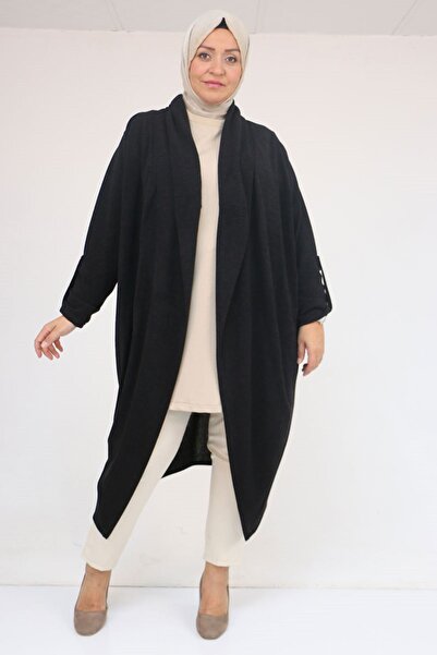 Eslina 43093 Large Size Thick Placket Mir Jacket - Black