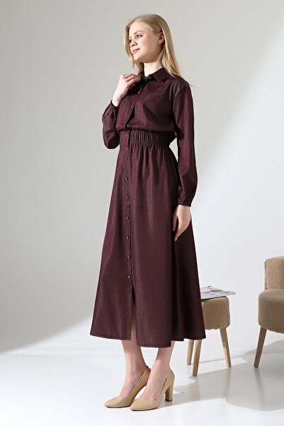 ZEROGAPRİSE فستان بويدان بأزرار عند الخصر مع جيوب مطاطية