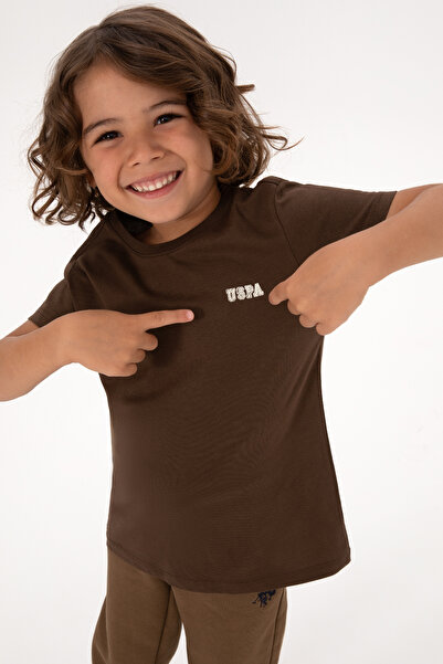 U.S. Polo Assn. تي شيرت بني برقبة دائرية للأولاد 50313932-VR029
