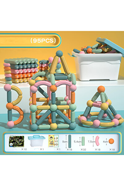 ONSHINE Educational magnetic construction game Sticks Building, 95 pieces, multicolor