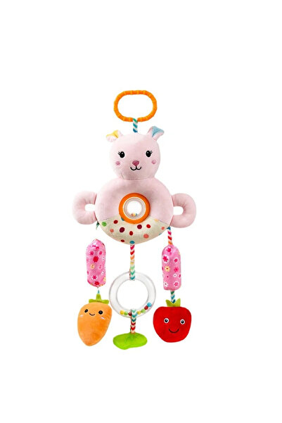Toyska Jucarie bebe zornaitoare de agatat pentru patut/carucior Iepurasul Roz...