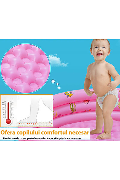 Toyska Inflatable pool with soft floor for children, 100x35 cm, pink