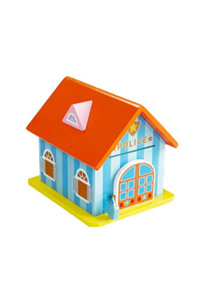 Toyska Police Station wooden piggy bank, multicolor
