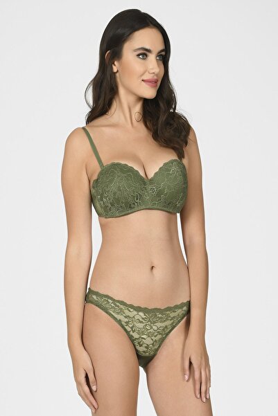 Pemilo Ženski 460697 Lagan Podržani Bez bretela Komplet grudnjaka i gaćica kaki