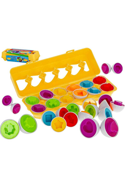 Toyska Joc educativ Matching eggs, Set 12 oua pentru invatarea formelor si cu...