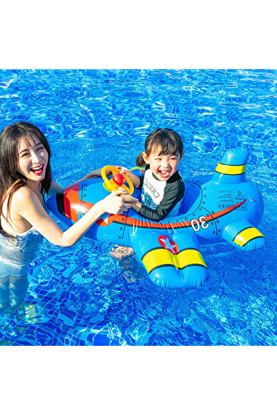 Toyska Inflatable Airplane-shaped boat for children, 104 x 50 x 100 cm, blue