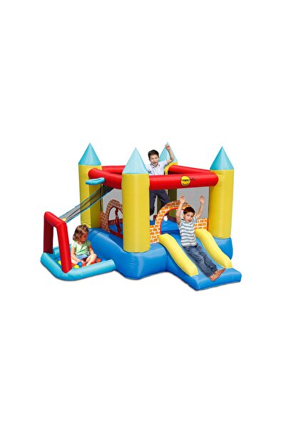 Happy Hop Play Center 4 in 1 inflatable mattress with slide, ball pit and basketball hoop