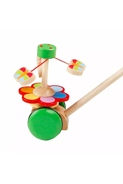 Toyska Wooden toy 2 wheels for pushing and pulling Carousel, green