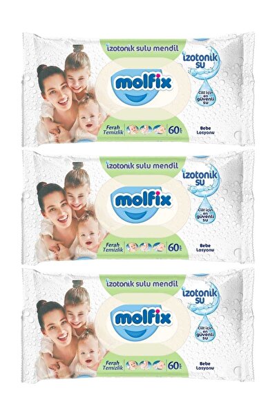 Molfix Islak Havlu Mendil İzotonik Ferah Temizlik 3 Lü set 60 Yaprak Plastik ...