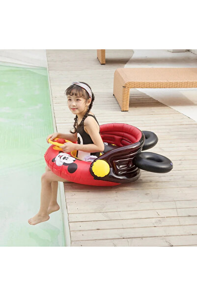 Toyska Inflatable swimming ring with steering wheel, roof and stand for children Mickey Mouse