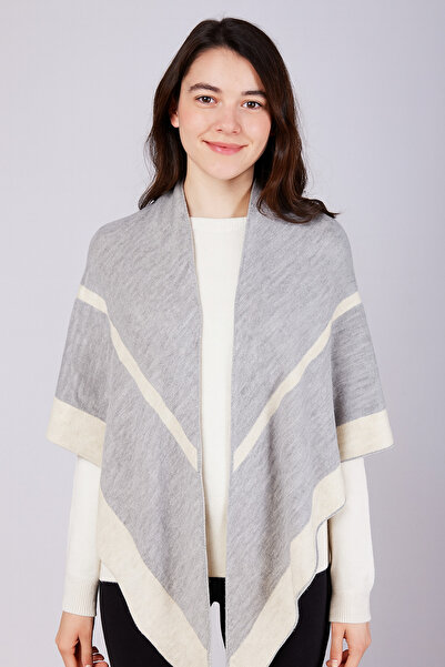 Sebir Moda Striped Two Colors Triangle Knitwear Shawl