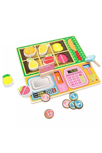 Toyska Magazinul de Fructe Portabil din lemn 2 in 1 cu Functie de Puzzle Inca...