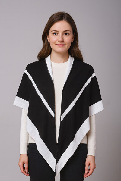 Sebir Moda شال تريكو مثلث مخطط بلونين