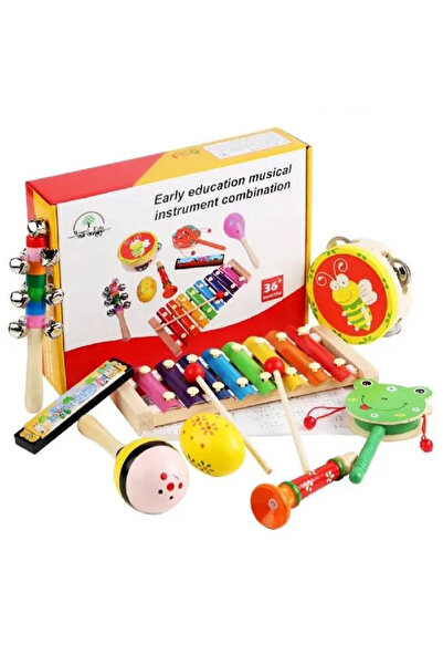 Toyska Set 8 Instrumente muzicale educative din lemn, multicolor