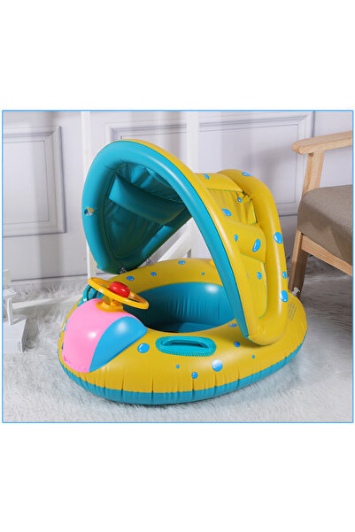 Toyska Summer Sea inflatable ring with steering wheel, roof and support for children, Barcuta model