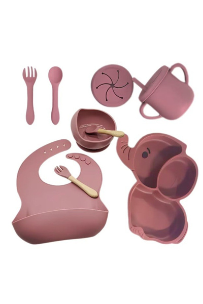 Toyska Σετ σερβίτσιων 10 τεμαχίων για μωρά και παιδιά, με σχέδιο ελέφαντα, καφέ