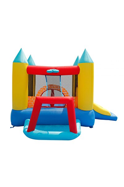 Happy Hop Play Center 4 in 1 inflatable mattress with slide, ball pit and basketball hoop