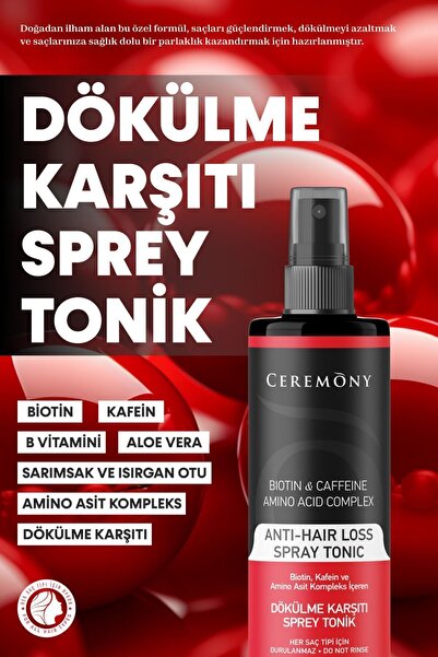 Ceremony Biotin & Kafein & Amino Kompleks İçeren Dökülme Karşıtı Saç Sprey Toniği 250 ml