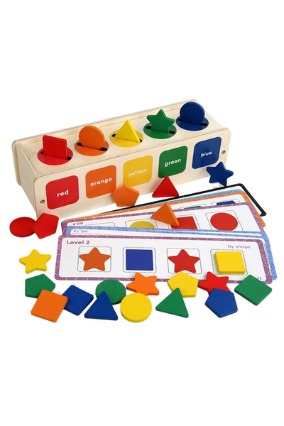 Toyska Joc educativ Montessori din lemn Sortare Forme si Culori, multicolor