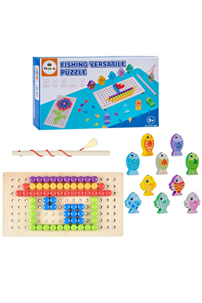 Toyska Joc Fishing Versatile 2 in 1, mozaic si pescuit magnetic, multicolor