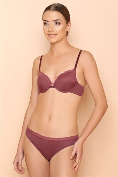 Pemilo Set sutien și chiloți cu dantelă pentru femei 4060106 DRIED ROSE