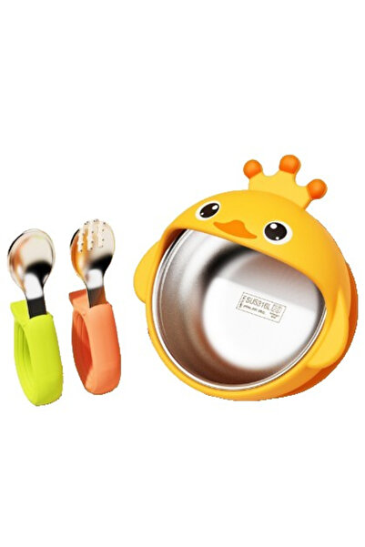 Toyska Σετ 3 τεμαχίων Διαφοροποίησης για Μωρά και Παιδιά, Σχέδιο Παπάκι, Κίτρινο