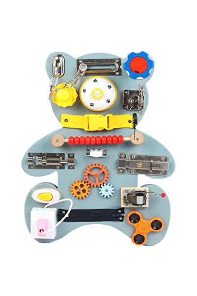 Toyska Busy Board Teddy Bear 16 in 1 activity board, multicolor