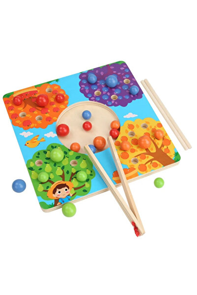 Toyska Joc dexteritate si asociere culori si fructe cu bile din lemn, cleste,...