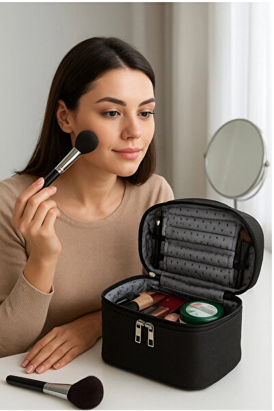 CEDAN Geantă de machiaj pentru femei Geantă portabilă de machiaj de mare capacitate Geantă de machiaj de călătorie
