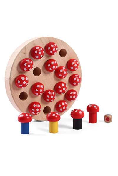 Toyska Joc memorie din lemn Memory Chess Ciuperci, multicolor