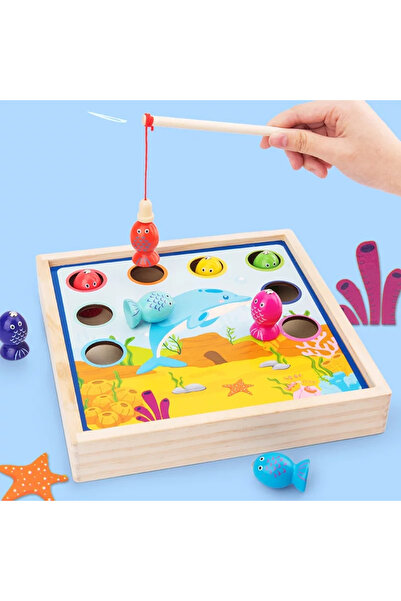 Toyska Joc 3 in 1 din lemn Pescuit, Biliard si Pinball