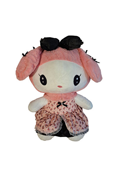 Toyska Plush toy Kuromi doll from the Hello Kitty Sanrio series, 55 cm, white/pink