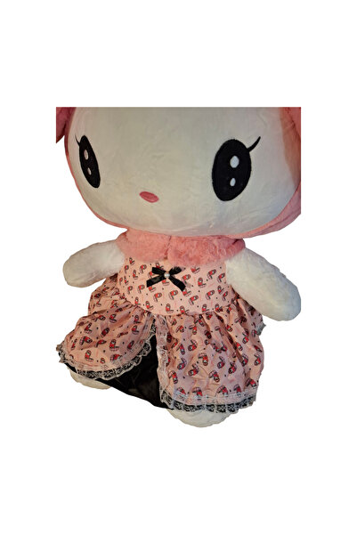 Toyska Plush toy Kuromi doll from the Hello Kitty Sanrio series, 55 cm, white/pink
