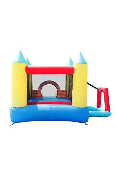 Happy Hop Play Center 4 in 1 inflatable mattress with slide, ball pit and basketball hoop