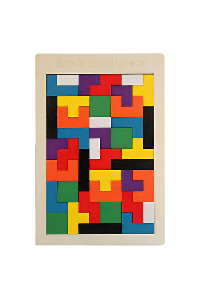 Toyska Puzzle Montessori din Lemn Tip Tetris, Forme Neregulate, 40 Piese, Multicolor