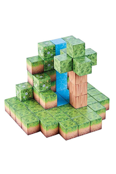 Toyska Set cuburi magnetice Creative tip Minecraft, 64 piese, multicolor